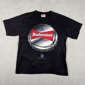 Vintage 1996 Budweiser Bottle Cap T-Shirt Single Stitch Novel Teez Beer XL
